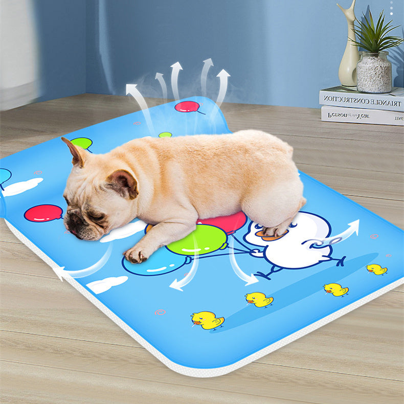 Cooling Summer Dog Mat with Comfy Pillow