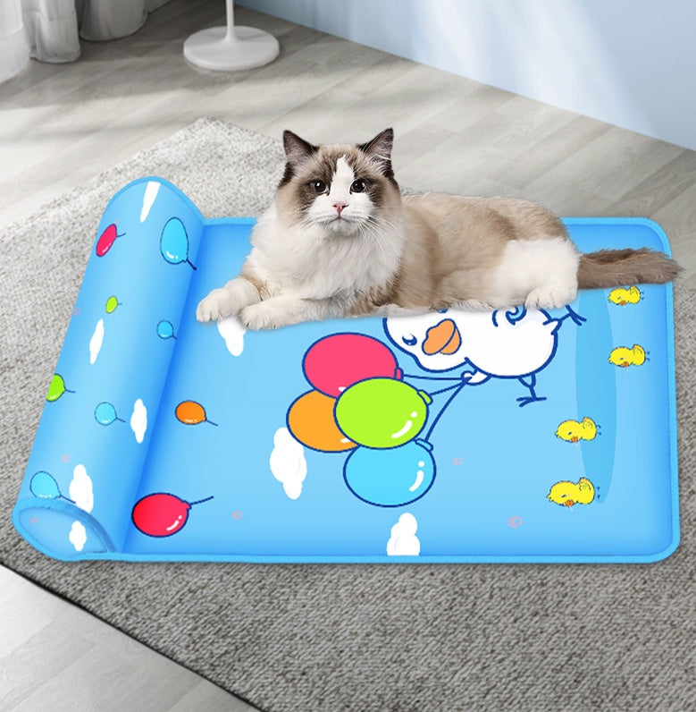 Cooling Summer Dog Mat with Comfy Pillow