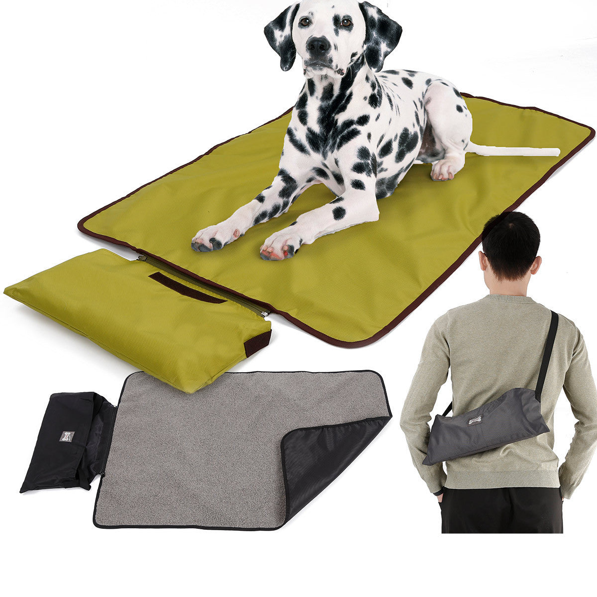 Green Cashmere Outdoor Pet Blanket Folding Storage Portable Waterproof Warmth Dog Cat Products